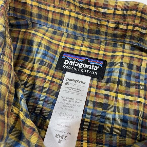 Patagonia Men’s Organic Cotton Shirt Size M Gingham Check Long Sleeve Button - Picture 2 of 6